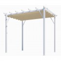 Pergola Aluminium Habrita Blanc 12m2 avec toile d'ombrage 140gr