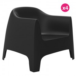 Set of 4 Lounge Chairs Solid Vondom black