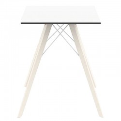 Dining table Vondom Faz Wood white square top and bleached oak feet