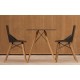 Table à manger Vondom Faz Wood plateau carré noir et pieds chêne blanchis