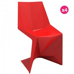 Set of 4 Vondom Voxel Futuristic Red Chairs