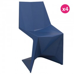 Set of 4 Vondom Voxel Futuristic Chairs Black