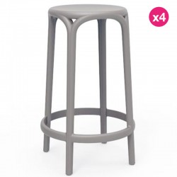 Set of 4 high stools Brooklyn Vondom seat height 66 gray dove