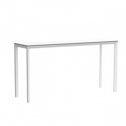Table haute Frame Aluminium Vondom blanc plateau HPL blanc avec bord noir 200x60x105