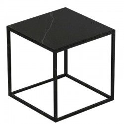 Square coffee table Pixel Vondom Dekton Kelya black and black legs 40x40xH25
