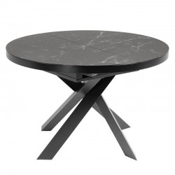 Extendable table 120 to 190x100 round top porcelain stoneware black gray KosyForm