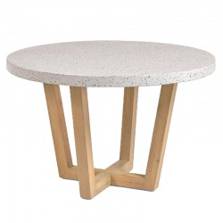 Round table Terrazzo white and acacia wood 120 KosyForm