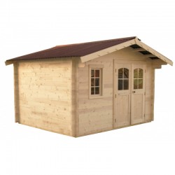 Abri de Jardin Habrita en bois massif 13,09 m2 avec toiture plaques ondulées Abri de Jardin Habrita en bois massif 13,09 m2 avec toiture plaques ondulées