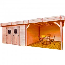 Abri de jardin Dinan Habrita 20,64 m2 avec terrasse et toiture acier Abri de jardin Dinan Habrita 20,64 m2 avec terrasse et toiture acier