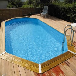 Zwembad Hout Ubbink Azura 400x750 H130 Liner Blauw Zwembad Hout Ubbink Azura 400x750 H130 Liner Blauw