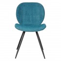 Lot de 2 Chaises Repas Ania Tissu Bleu Piétement Métal Noir VeryForma