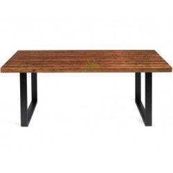 Table salle à manger en bois Annette Premium 1.95x0.96m couleur Noyer