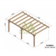 Sevilla 7x4m 28m2 pérgola de parede de madeira crua