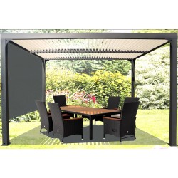 Pérgola bioclimática alumínio antracite 10,80m2 com cortina Habrita Pérgola bioclimática alumínio antracite 10,80m2 com cortina Habrita