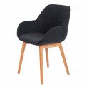 Set of 2 Dining Armchairs Tea Marine Fabric Solid Oak Frame VeryForma