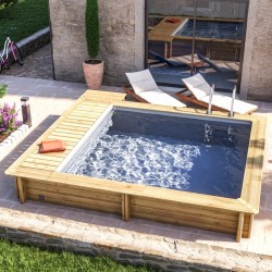 Swimming pool urban wood connected cover heating filtration trunk 420 BWT Swimming pool urban wood connected cover heating filtration trunk 420 BWT