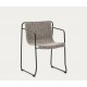 Chaise de jardin Rina en acier vert et corde écru grise VeryForma