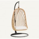 Kate Hanging Chair in Natural Rattan and Dark Grey Steel VeryForma
