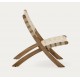 Beli Sillón plegable de madera maciza y cuerda color crema VeryForma