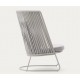 Fauteuil d'extérieur Saco dossier haut en corde et acier gris VeryForma