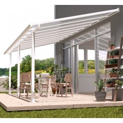 Pérgola de pared Olympia 3x4,25m de aluminio blanco y policarbonato Canopia