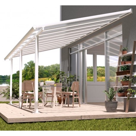 Olympia 3x6,1 m Wandpergola aus Weißaluminium und Canopia Polycarbonat