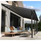 Pergola addossata Olympia 3x8,60m con alluminio grigio e policarbonato Canopia