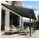 Olympia 3x8,60 m Wandpergola mit grauem Aluminium und Canopia Polycarbonat