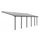 Pergola addossata Olympia 3x8,60m con alluminio grigio e policarbonato Canopia