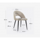 Lot de 6 Chaises Velours Beige avec dossier ergonomique pieds noirs VeryForma